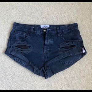 ONE TEASPOON DARK BLUE/BLACK SHORTS